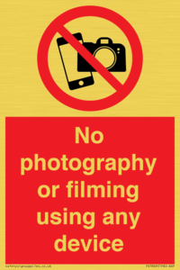 No photography or filming using any device